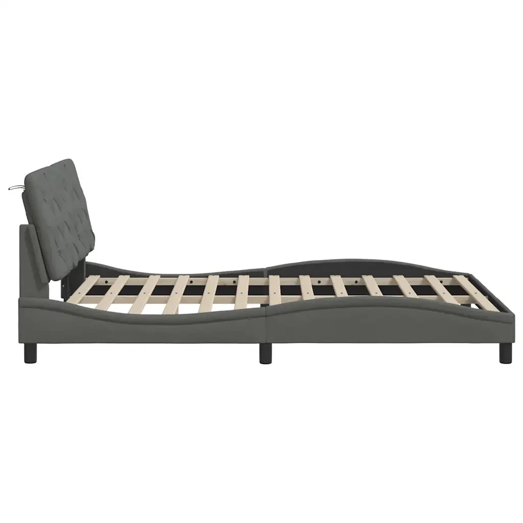 Letto matrimoniale | Letto per adulti | Giroletto con LED senza Materasso Grigio Scuro 120x200 cm - Image 6