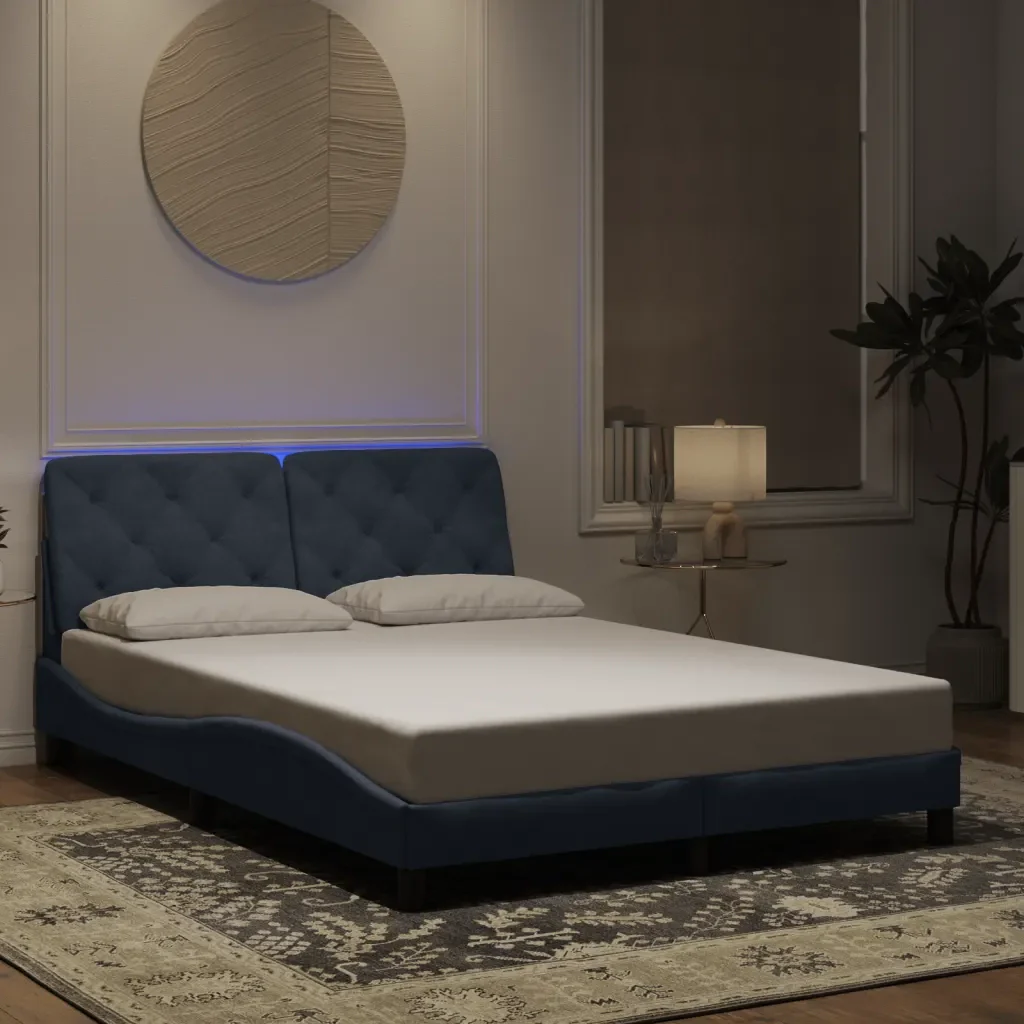 Letto matrimoniale | Letto per adulti | Giroletto con LED senza Materasso Grigio Scuro 120x200 cm in Velluto - Image 2