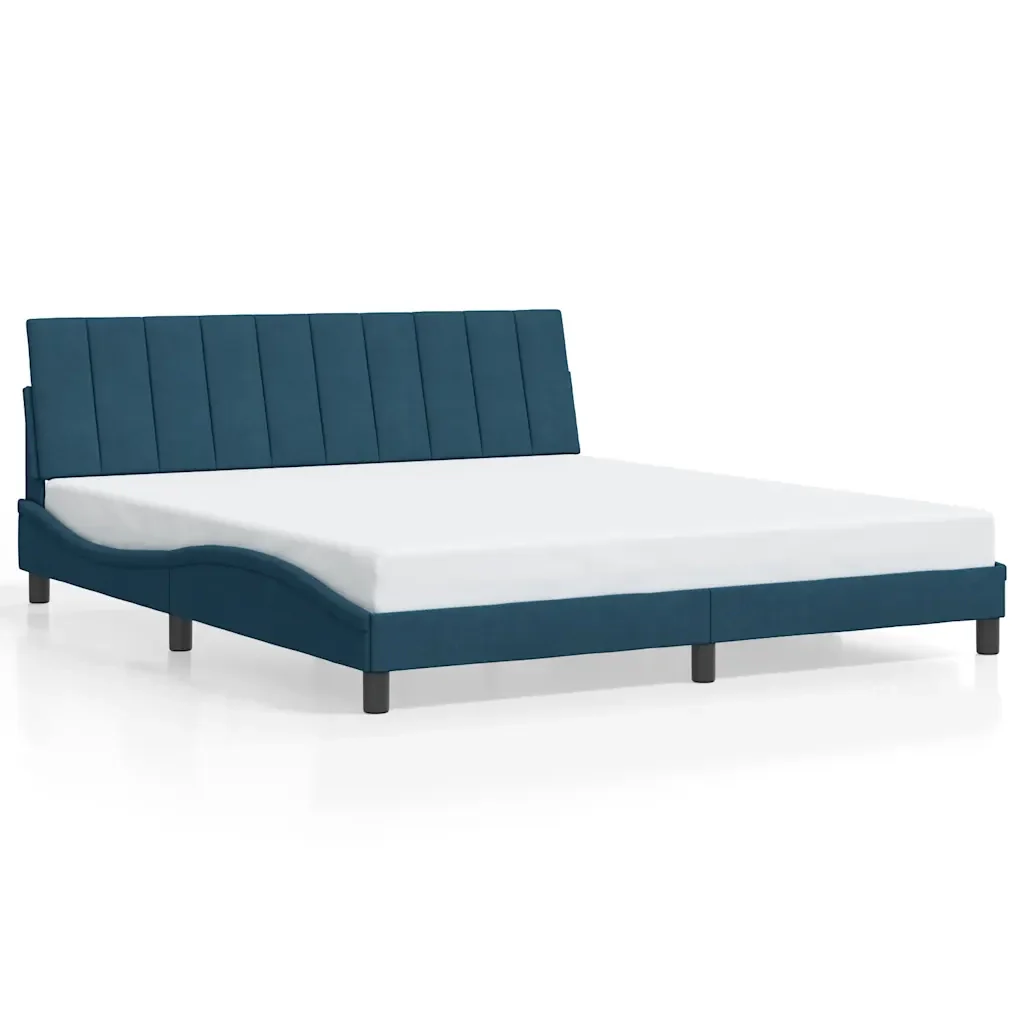 Letto matrimoniale | Letto per adulti | Giroletto con LED senza Materasso Hanko Blu 180x200 cm in Velluto - Image 5