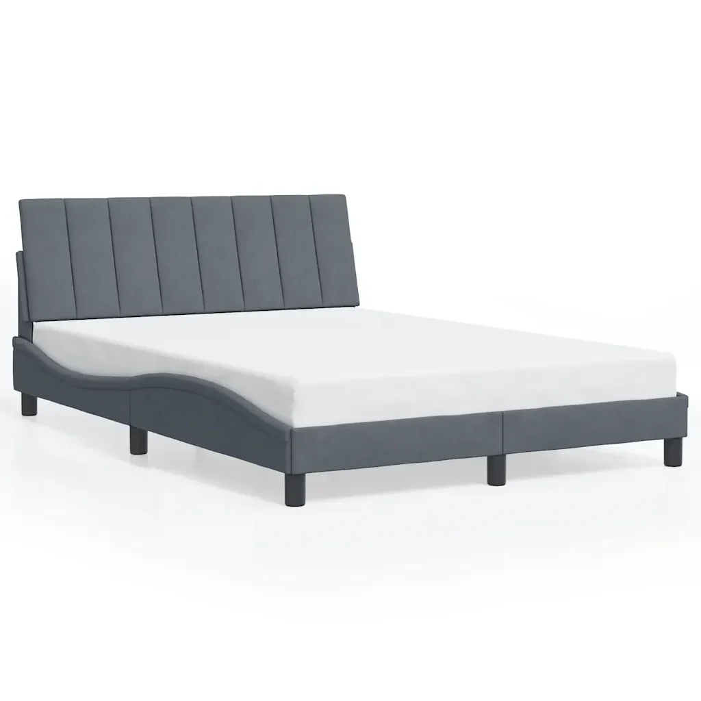 Letto matrimoniale | Letto per adulti | Giroletto con LED senza Materasso Hanko Grigio Scuro 140x200 cm in Velluto - Image 5