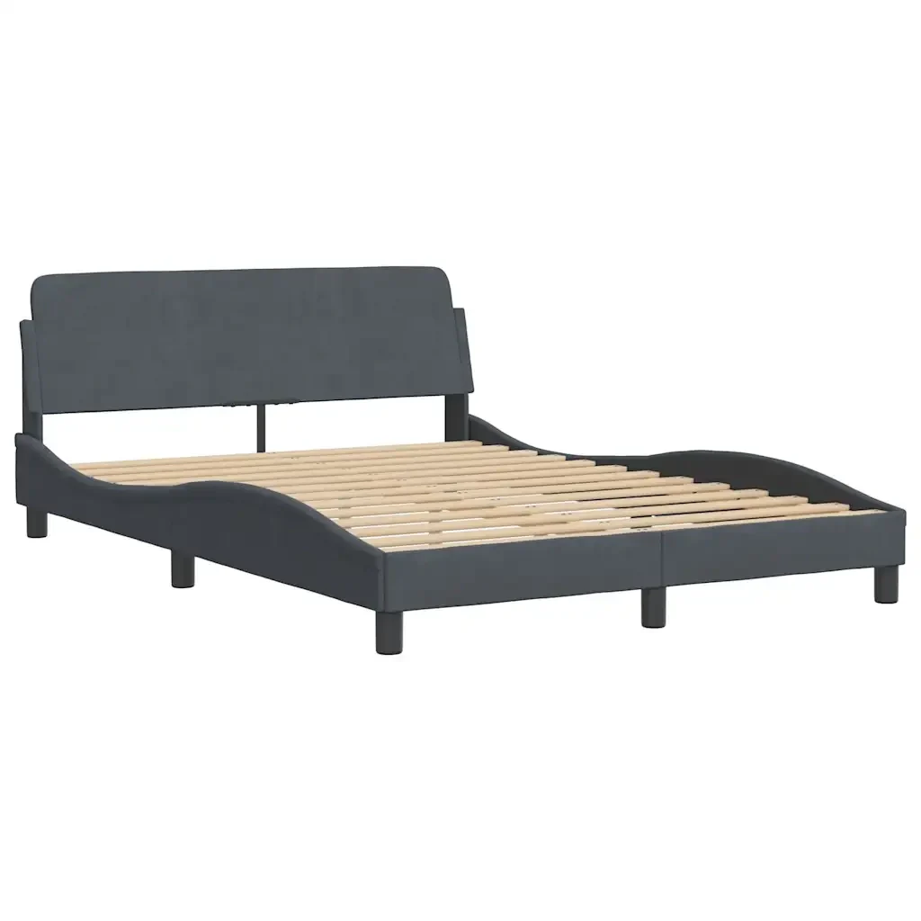 Letto matrimoniale | Letto per adulti | Giroletto con LED senza Materasso Hanko Grigio Scuro 140x200 cm in Velluto - Image 9