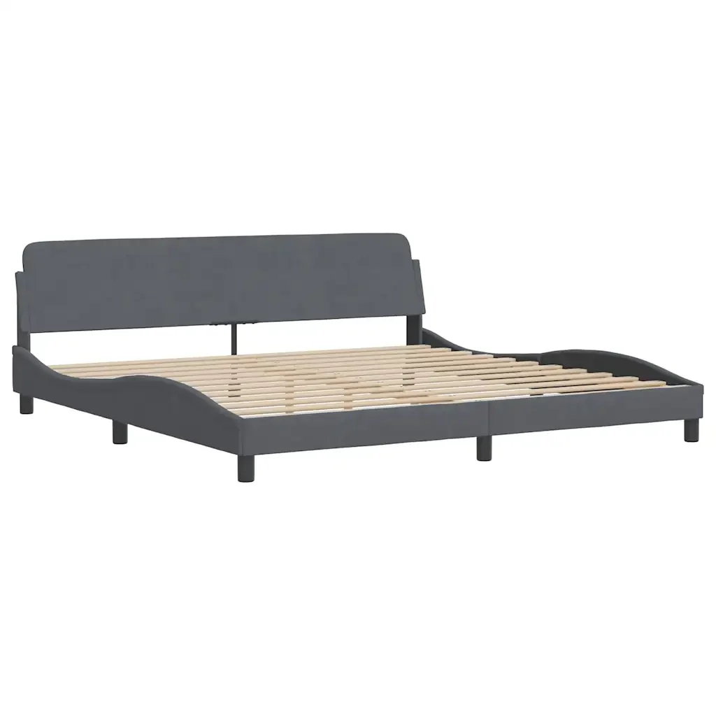 Letto matrimoniale | Letto per adulti | Giroletto con LED senza Materasso Hanko Grigio Scuro 200x200 cm in Velluto - Image 9