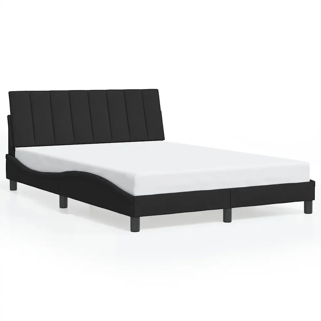 Letto matrimoniale | Letto per adulti | Giroletto con LED senza Materasso Hanko Nero 140x190 cm in Velluto - Image 5