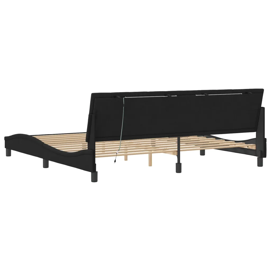 Letto matrimoniale | Letto per adulti | Giroletto con LED senza Materasso Hanko Nero 200x200 cm in Velluto - Image 8