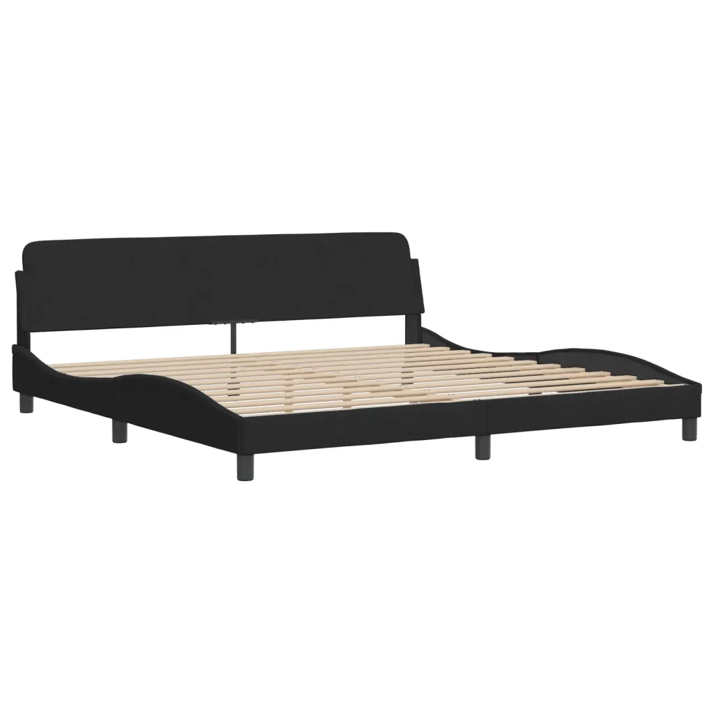 Letto matrimoniale | Letto per adulti | Giroletto con LED senza Materasso Hanko Nero 200x200 cm in Velluto - Image 9