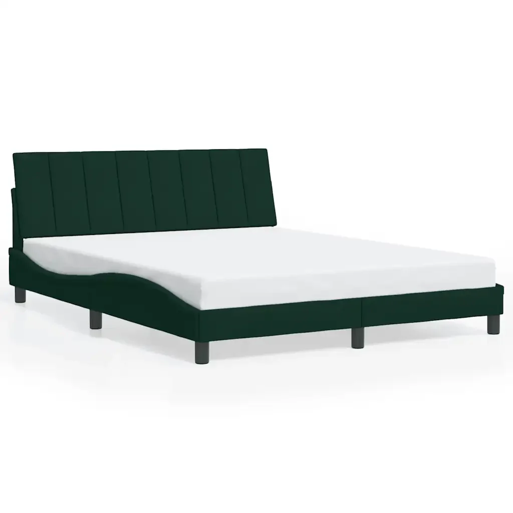 Letto matrimoniale | Letto per adulti | Giroletto con LED senza Materasso Hanko Verde Scuro 160x200 cm in Velluto - Image 5