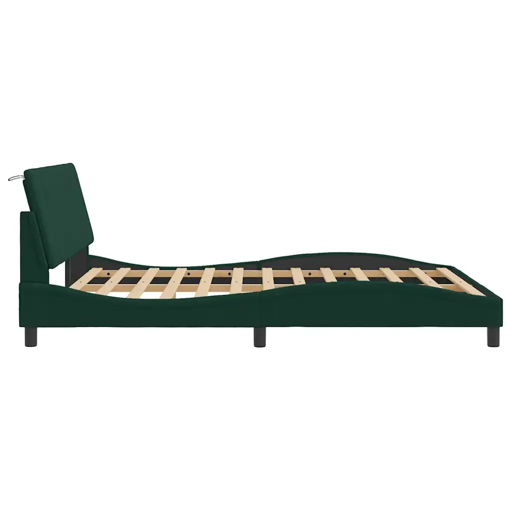 Letto matrimoniale | Letto per adulti | Giroletto con LED senza Materasso Hanko Verde Scuro 160x200 cm in Velluto - Image 7