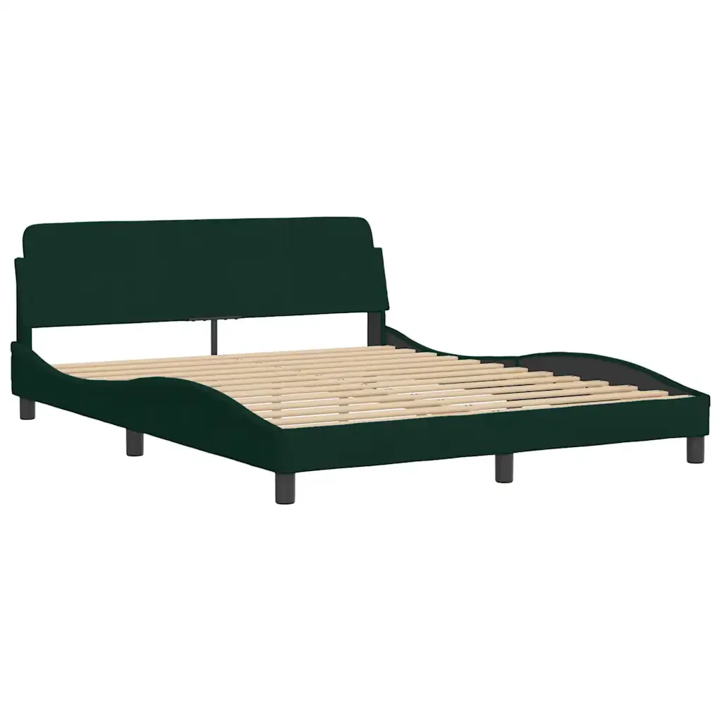 Letto matrimoniale | Letto per adulti | Giroletto con LED senza Materasso Hanko Verde Scuro 160x200 cm in Velluto - Image 9