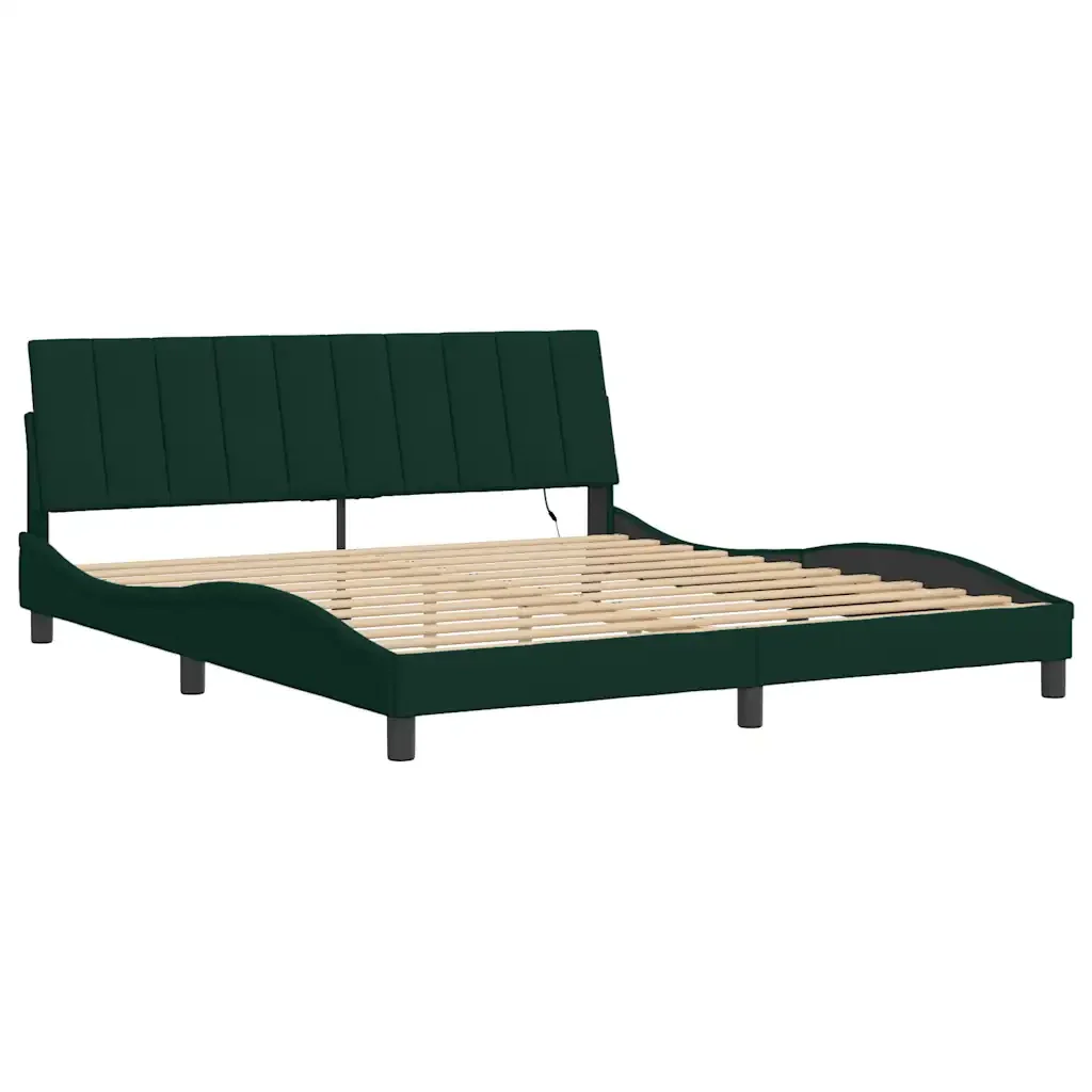 Letto matrimoniale | Letto per adulti | Giroletto con LED senza Materasso Hanko Verde Scuro 180x200 cm in Velluto - Image 3