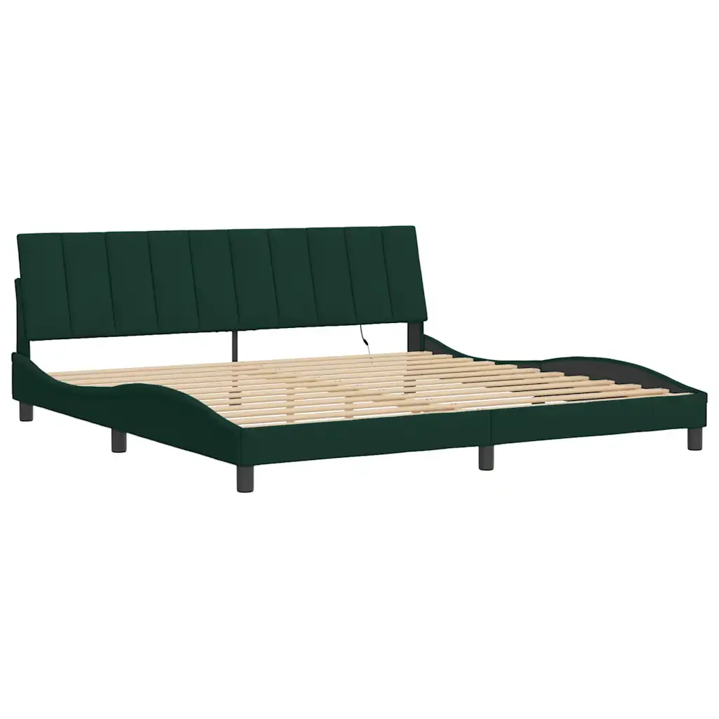 Letto matrimoniale | Letto per adulti | Giroletto con LED senza Materasso Hanko Verde Scuro 200x200 cm in Velluto - Image 3