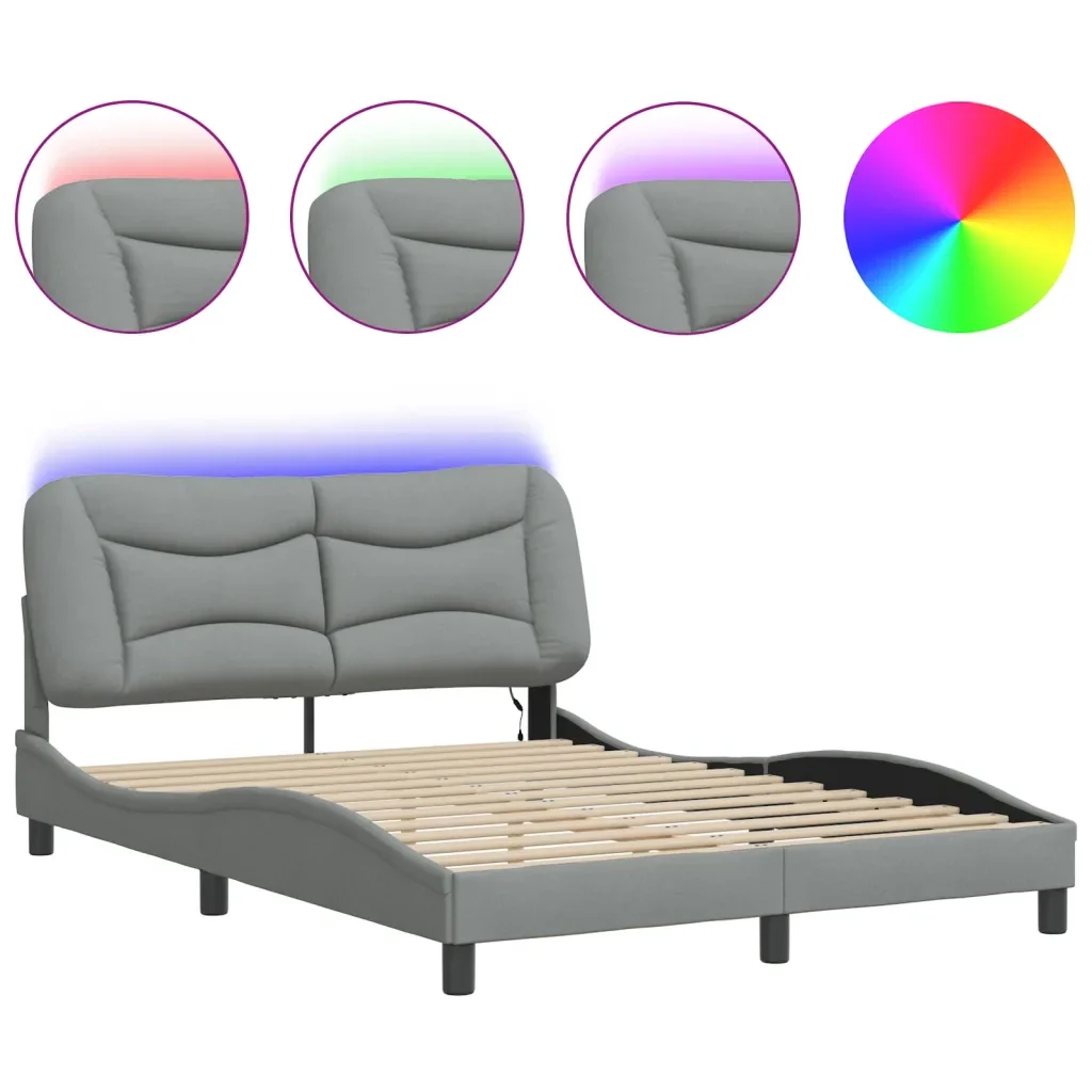 Letto matrimoniale | Letto per adulti | Giroletto con LED senza Materasso Hvar 140x200 cm Tessuto