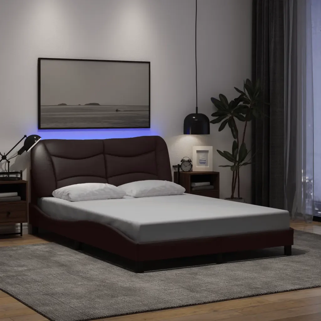 Letto matrimoniale | Letto per adulti | Giroletto con LED senza Materasso Hvar 140x200 cm Tessuto - Image 2