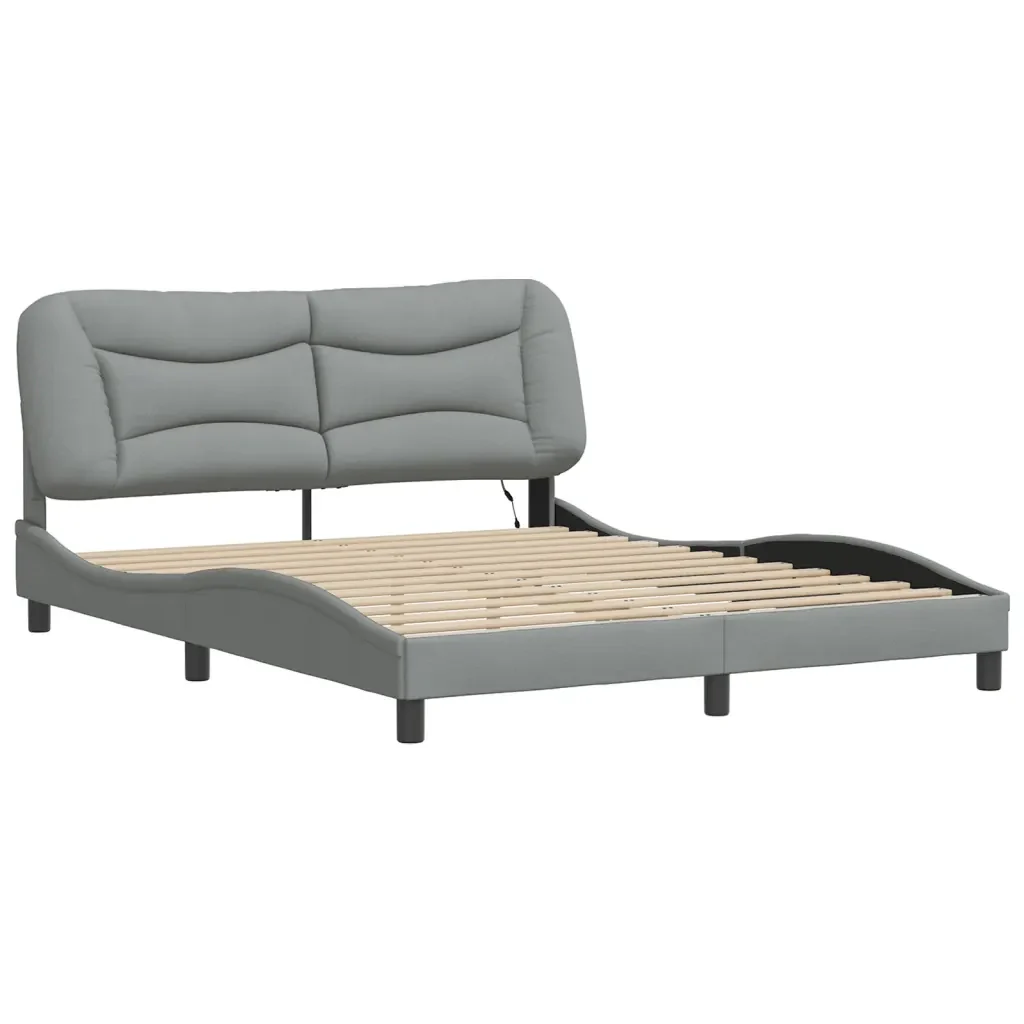 Letto matrimoniale | Letto per adulti | Giroletto con LED senza Materasso Hvar 160x200 cm Tessuto - Image 3