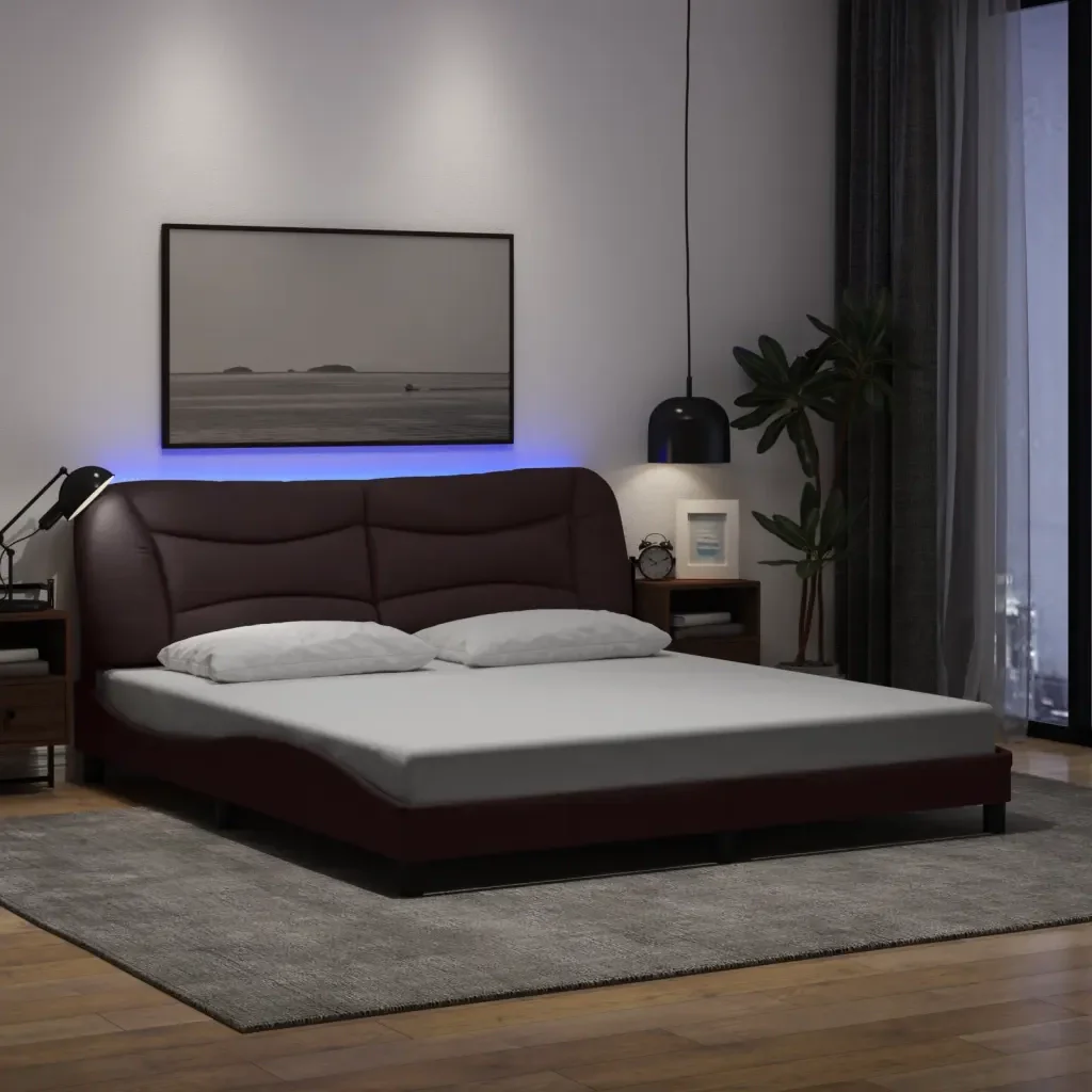 Letto matrimoniale | Letto per adulti | Giroletto con LED senza Materasso Hvar 180x200 cm Tessuto - Image 2