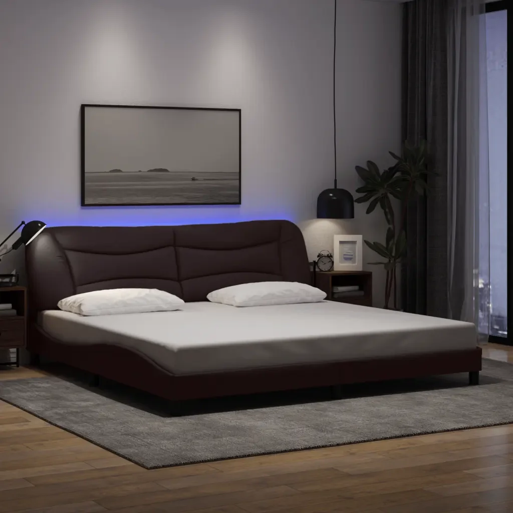 Letto matrimoniale | Letto per adulti | Giroletto con LED senza Materasso Hvar 200x200 cm in Tessuto - Image 2