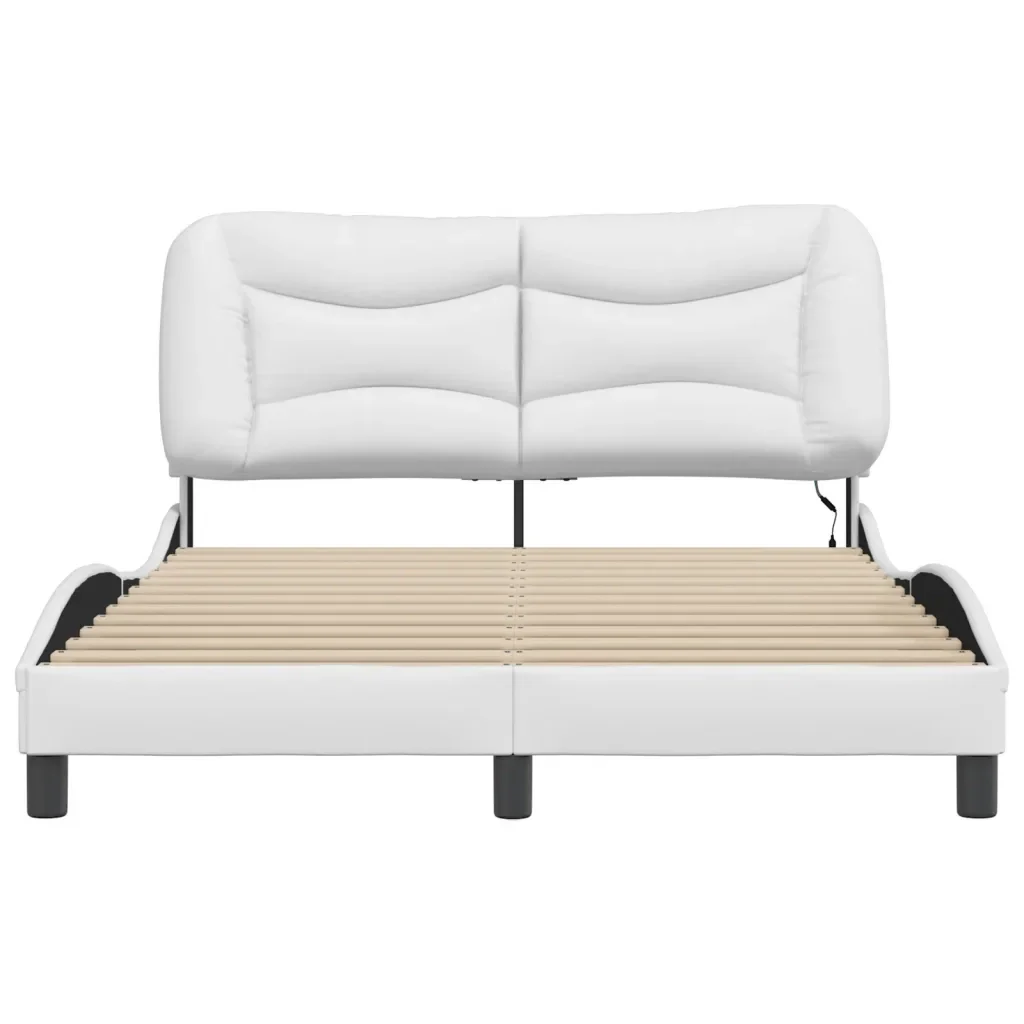 Letto matrimoniale | Letto per adulti | Giroletto con LED senza Materasso Hvar Bianco 140x190 cm - Image 6