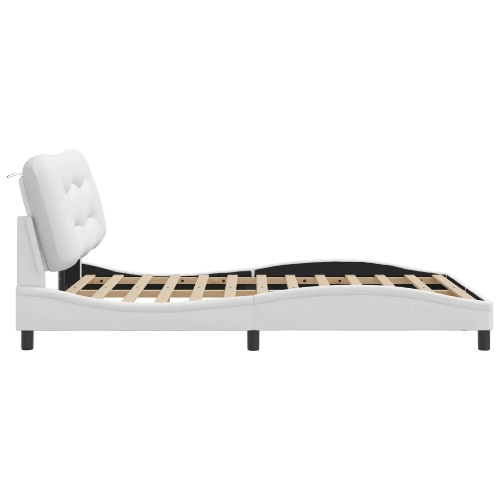 Letto matrimoniale | Letto per adulti | Giroletto con LED senza Materasso Hvar Bianco 140x190 cm - Image 8