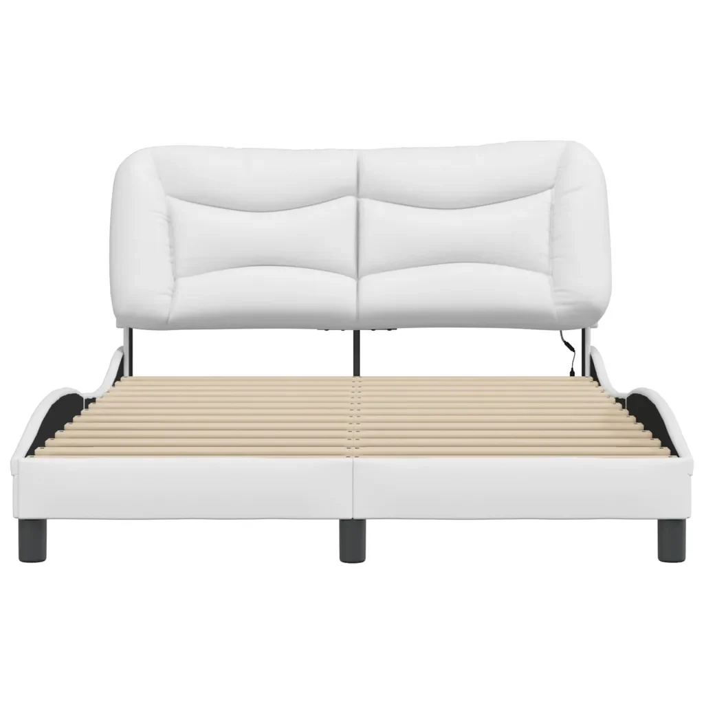 Letto matrimoniale | Letto per adulti | Giroletto con LED senza Materasso Hvar Bianco 140x200 cm - Image 6
