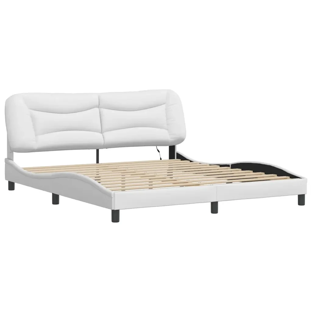 Letto matrimoniale | Letto per adulti | Giroletto con LED senza Materasso Hvar Bianco 180x200 cm - Image 4