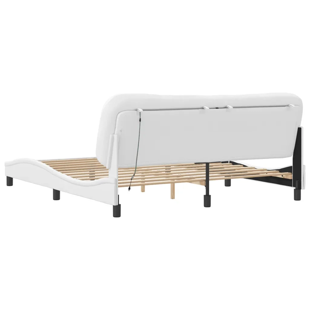 Letto matrimoniale | Letto per adulti | Giroletto con LED senza Materasso Hvar Bianco 180x200 cm - Image 9