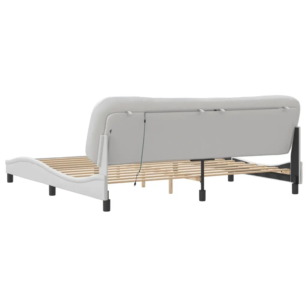 Letto matrimoniale | Letto per adulti | Giroletto con LED senza Materasso Hvar Bianco 200x200 cm - Image 10