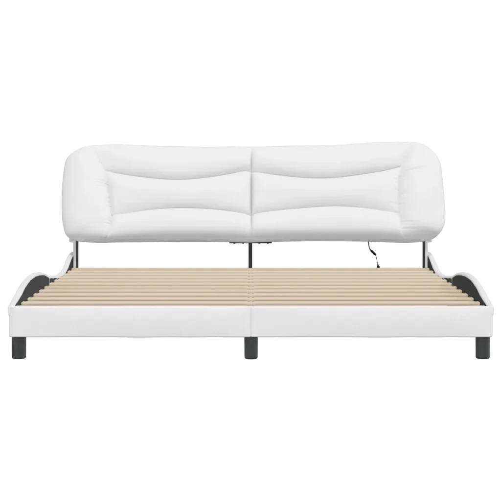 Letto matrimoniale | Letto per adulti | Giroletto con LED senza Materasso Hvar Bianco 200x200 cm - Image 6