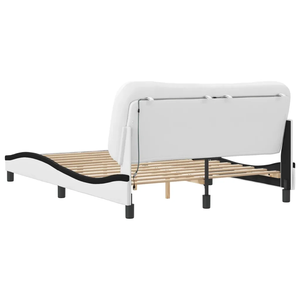 Letto matrimoniale | Letto per adulti | Giroletto con LED senza Materasso Hvar Bianco e Nero 140x190 cm - Image 9