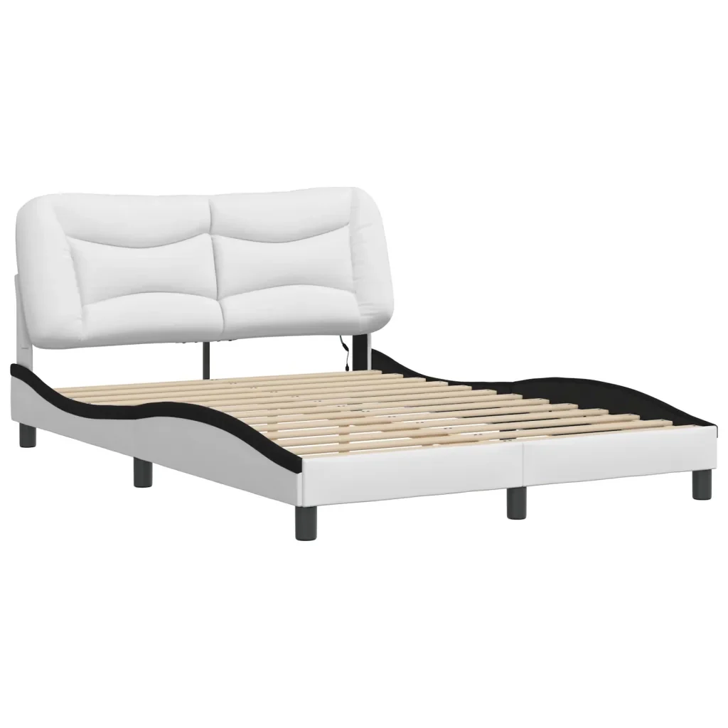 Letto matrimoniale | Letto per adulti | Giroletto con LED senza Materasso Hvar Bianco e Nero 140x200 cm - Image 4
