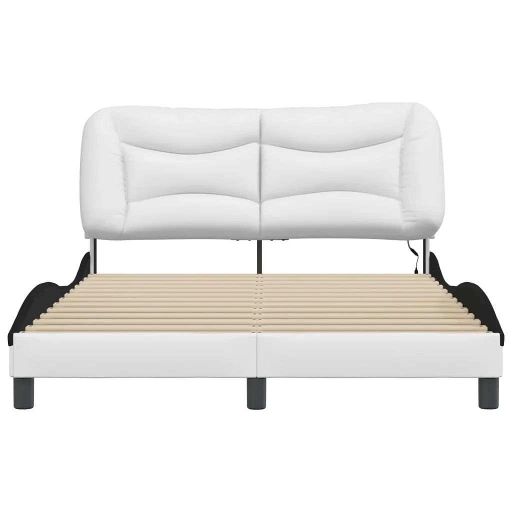 Letto matrimoniale | Letto per adulti | Giroletto con LED senza Materasso Hvar Bianco e Nero 140x200 cm - Image 6