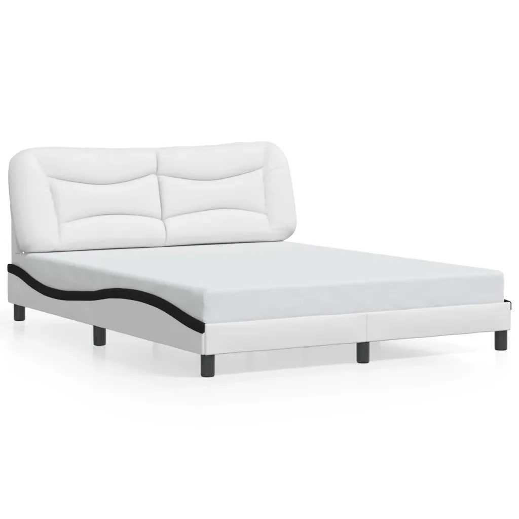 Letto matrimoniale | Letto per adulti | Giroletto con LED senza Materasso Hvar Bianco e Nero 160x200 cm - Image 5