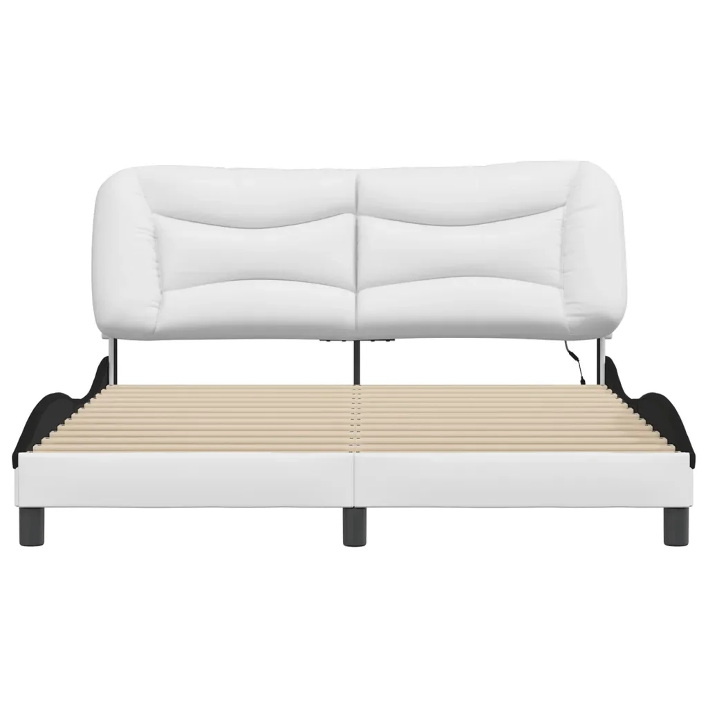 Letto matrimoniale | Letto per adulti | Giroletto con LED senza Materasso Hvar Bianco e Nero 160x200 cm - Image 6