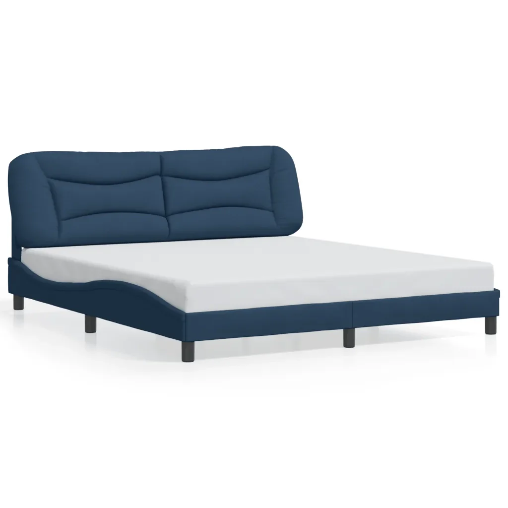Letto matrimoniale | Letto per adulti | Giroletto con LED senza Materasso Hvar Blu 180x200 cm in Tessuto - Image 5