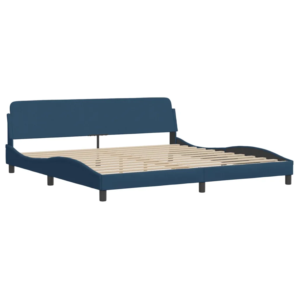 Letto matrimoniale | Letto per adulti | Giroletto con LED senza Materasso Hvar Blu 200x200 cm in Tessuto - Image 7