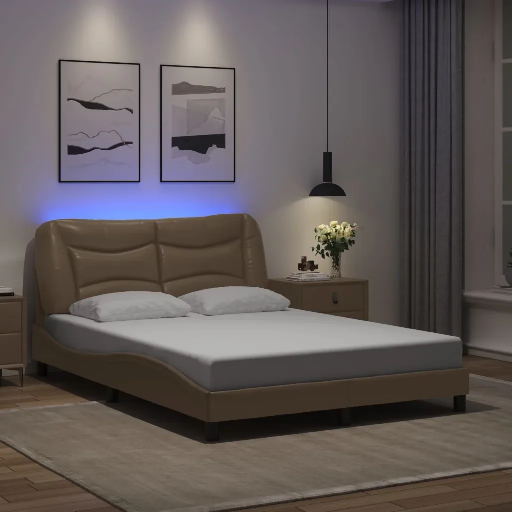 Letto matrimoniale | Letto per adulti | Giroletto con LED senza Materasso Hvar Cappuccino 140x190 cm - Image 2