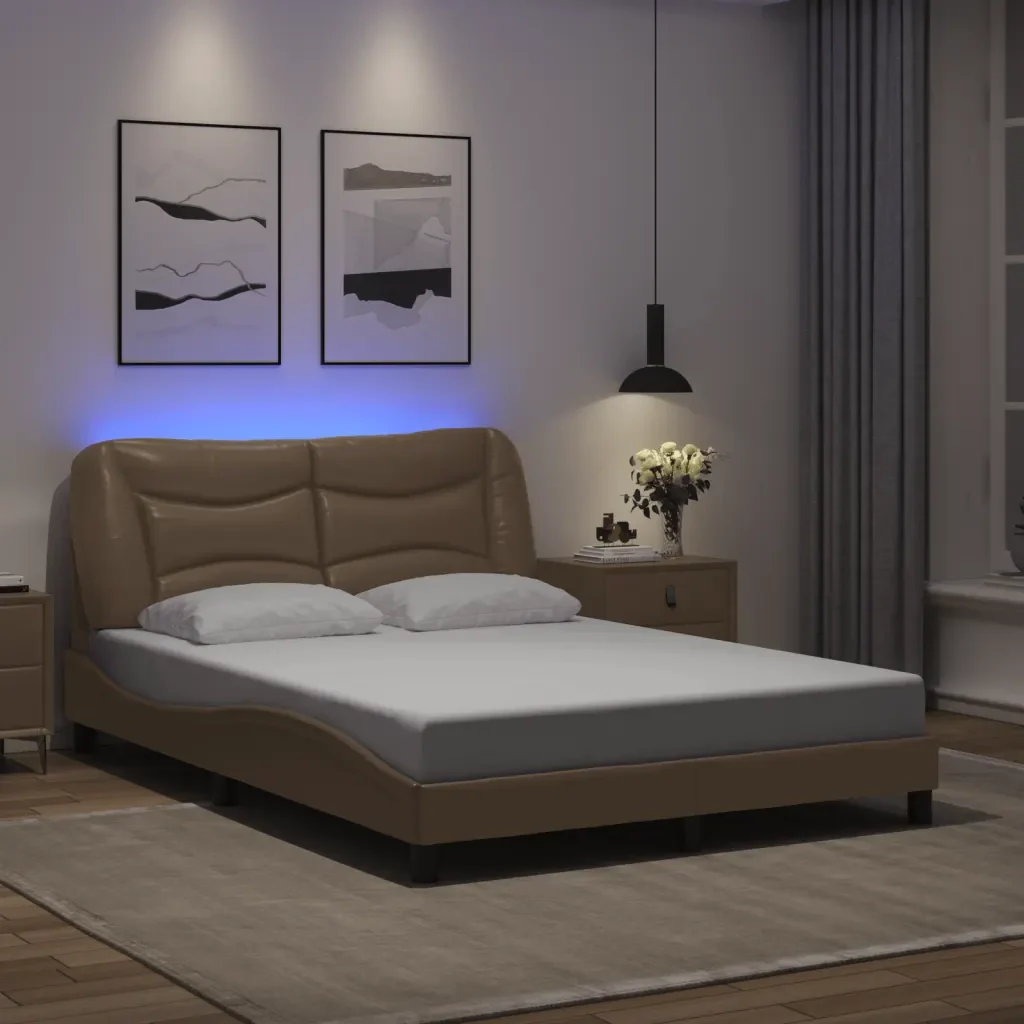 Letto matrimoniale | Letto per adulti | Giroletto con LED senza Materasso Hvar Cappuccino 140x200 cm - Image 2