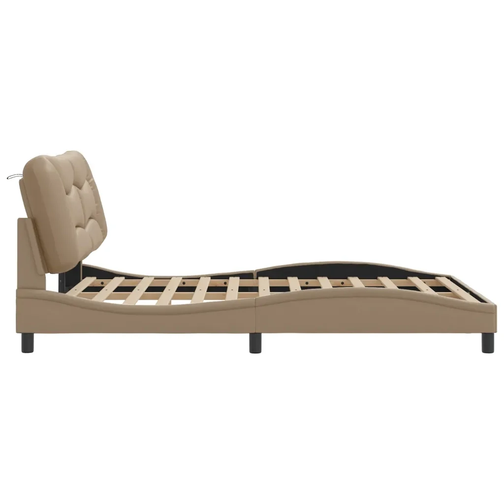 Letto matrimoniale | Letto per adulti | Giroletto con LED senza Materasso Hvar Cappuccino 140x200 cm - Image 8