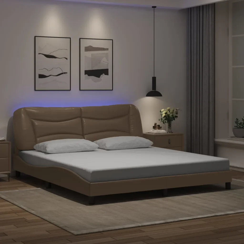 Letto matrimoniale | Letto per adulti | Giroletto con LED senza Materasso Hvar Cappuccino 180x200 cm - Image 2