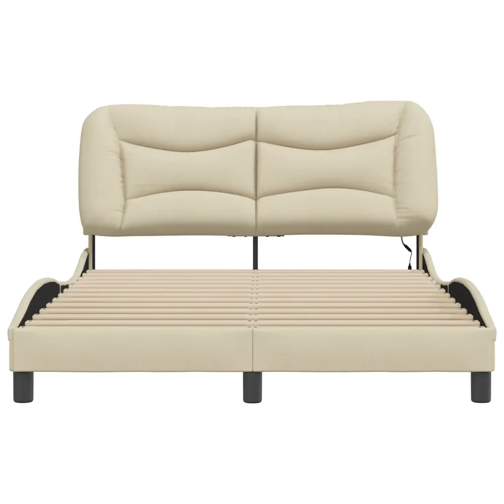 Letto matrimoniale | Letto per adulti | Giroletto con LED senza Materasso Hvar Crema 120x200 cm Tessuto - Image 6