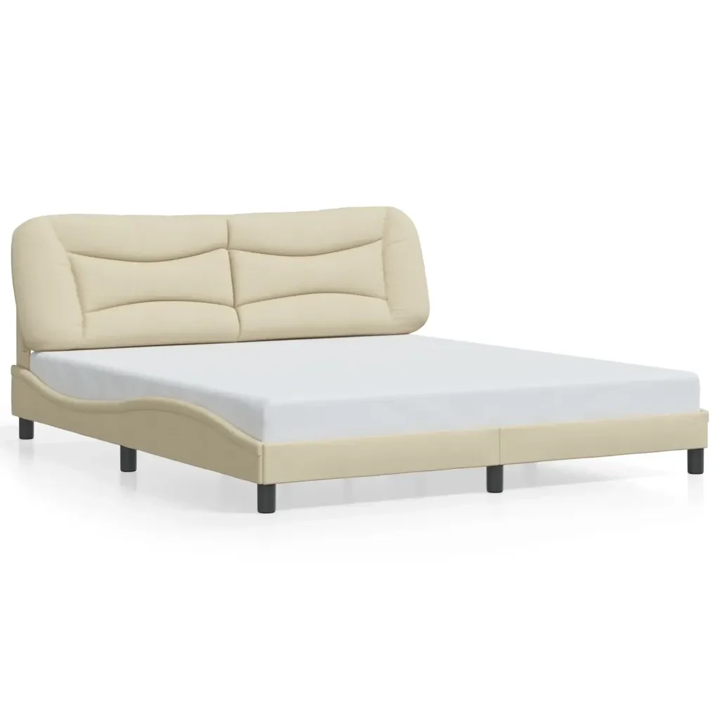 Letto matrimoniale | Letto per adulti | Giroletto con LED senza Materasso Hvar Crema 180x200 cm in Tessuto - Image 5