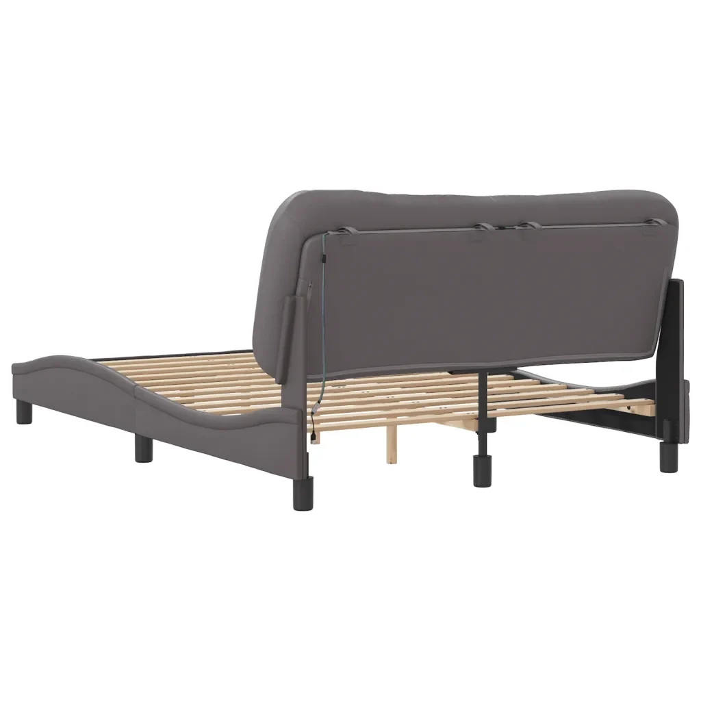Letto matrimoniale | Letto per adulti | Giroletto con LED senza Materasso Hvar Grigio 120x200 cm - Image 9