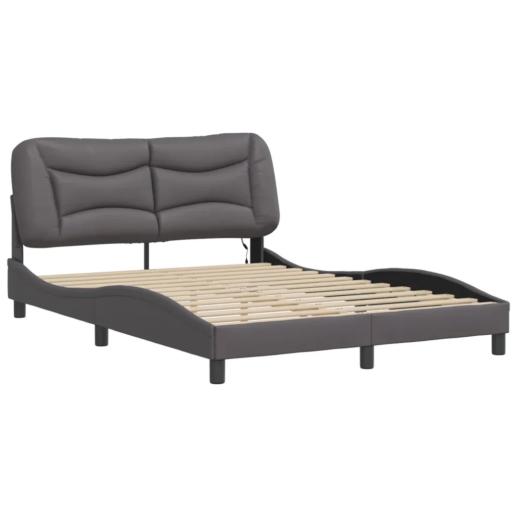 Letto matrimoniale | Letto per adulti | Giroletto con LED senza Materasso Hvar Grigio 140x190 cm - Image 4