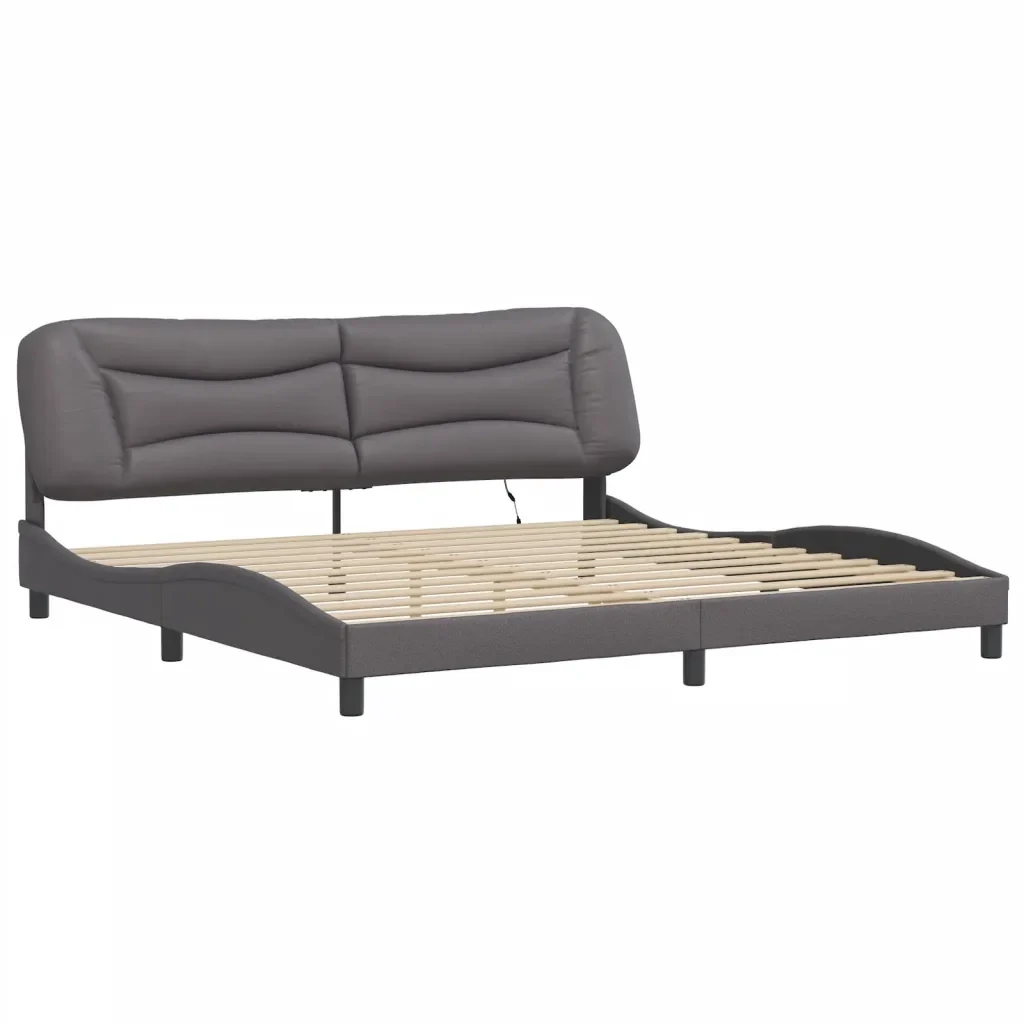 Letto matrimoniale | Letto per adulti | Giroletto con LED senza Materasso Hvar Grigio 200x200 cm - Image 3
