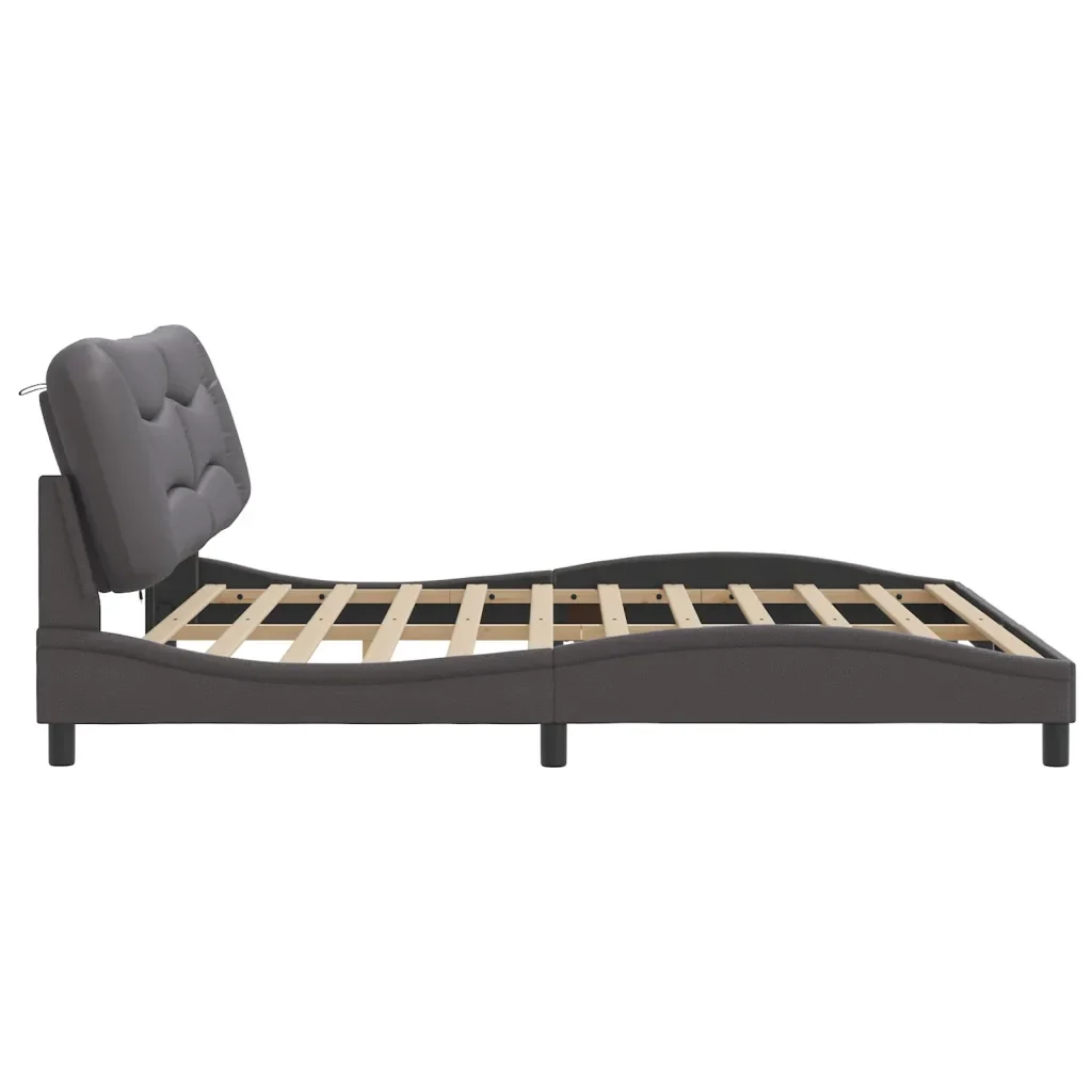 Letto matrimoniale | Letto per adulti | Giroletto con LED senza Materasso Hvar Grigio 200x200 cm - Image 9