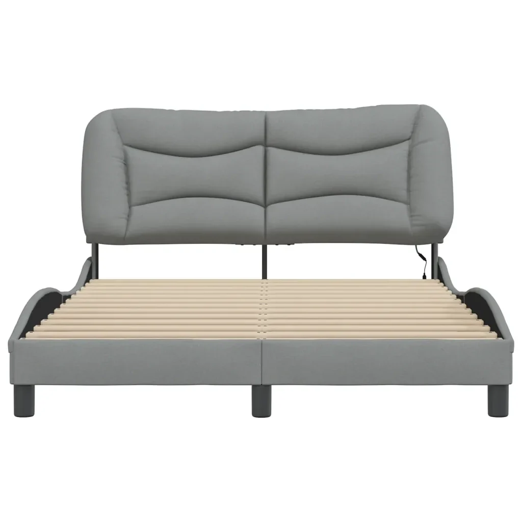 Letto matrimoniale | Letto per adulti | Giroletto con LED senza Materasso Hvar Grigio Chiaro 120x200 cm - Image 6