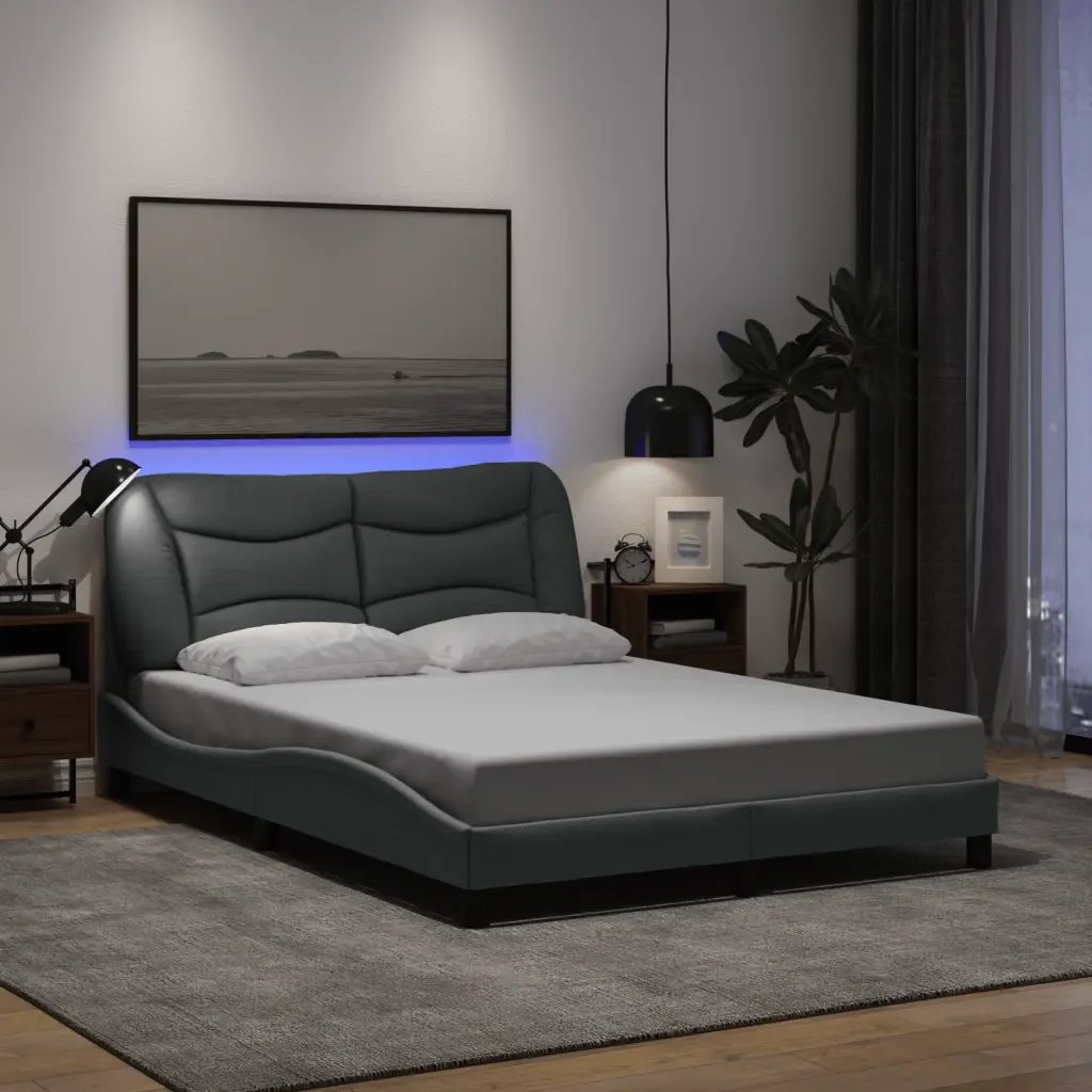 Letto matrimoniale | Letto per adulti | Giroletto con LED senza Materasso Hvar Grigio Chiaro 140x190 cm - Image 2
