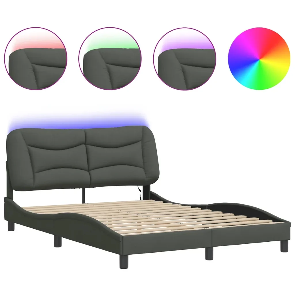 Letto matrimoniale | Letto per adulti | Giroletto con LED senza Materasso Hvar Grigio Scuro 120x200 cm