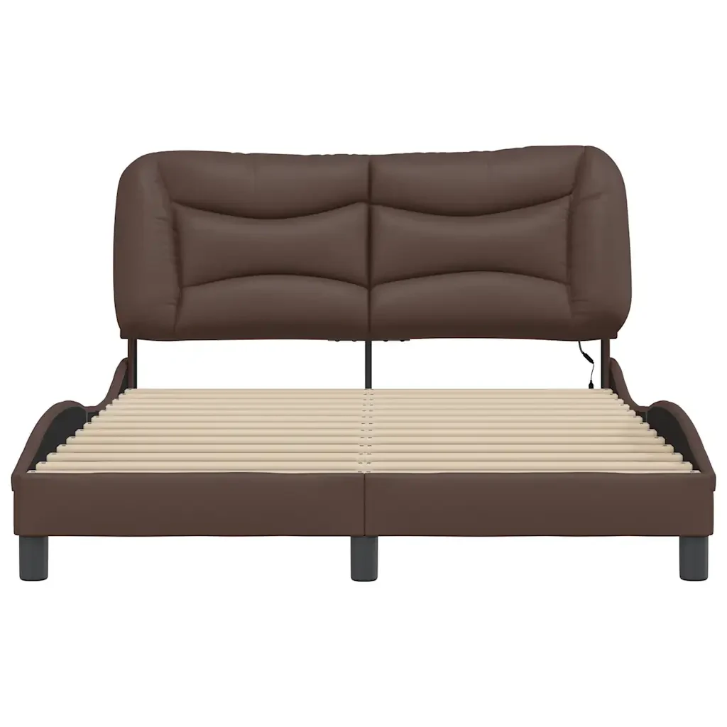 Letto matrimoniale | Letto per adulti | Giroletto con LED senza Materasso Hvar Marrone 140x190 cm - Image 6