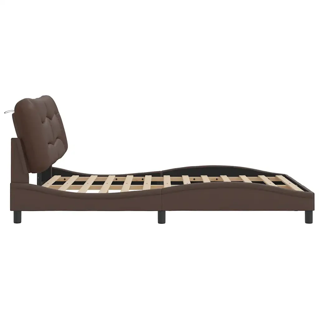 Letto matrimoniale | Letto per adulti | Giroletto con LED senza Materasso Hvar Marrone 140x190 cm - Image 8