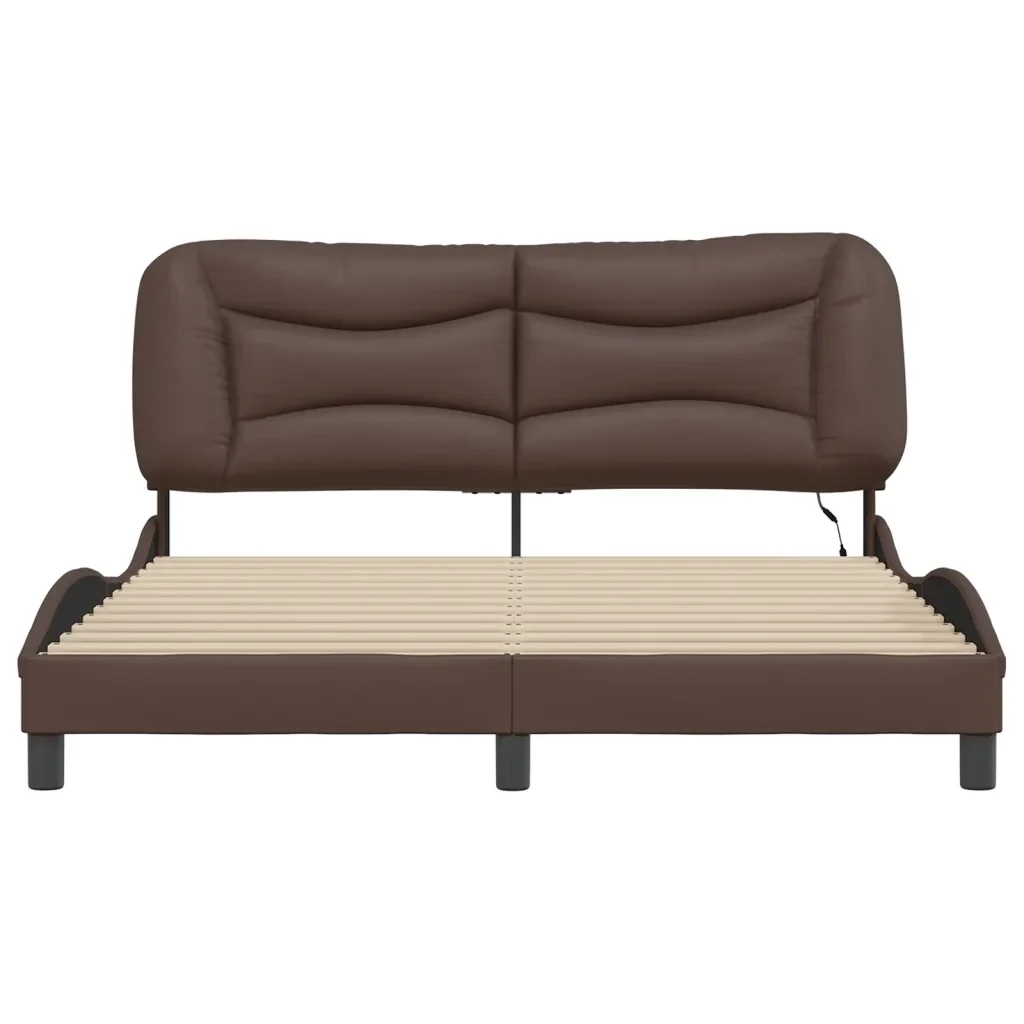 Letto matrimoniale | Letto per adulti | Giroletto con LED senza Materasso Hvar Marrone 160x200 cm - Image 6