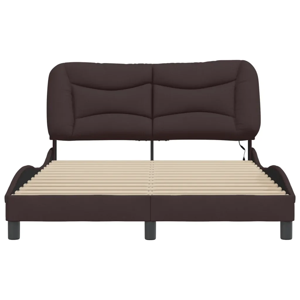 Letto matrimoniale | Letto per adulti | Giroletto con LED senza Materasso Hvar Marrone Scuro 140x190 cm - Image 6